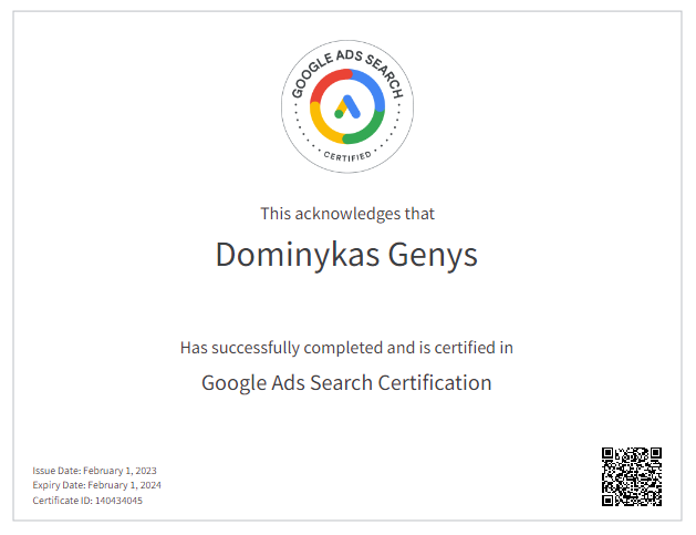 Google ads certificate